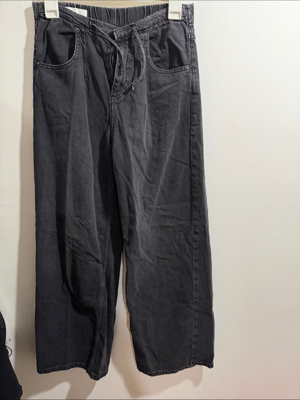 Zara Kids Black Wide-Leg Drawstring Jeans